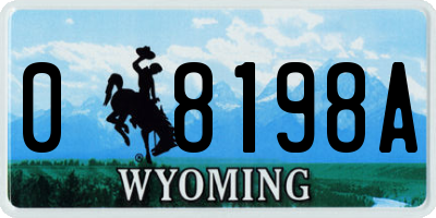 WY license plate 08198A