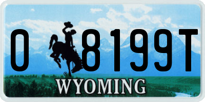 WY license plate 08199T