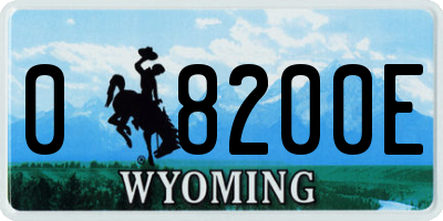 WY license plate 08200E
