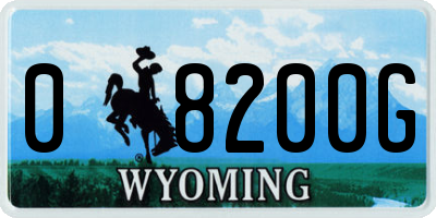 WY license plate 08200G