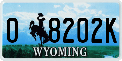 WY license plate 08202K