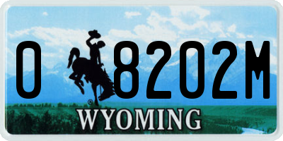 WY license plate 08202M