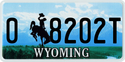 WY license plate 08202T