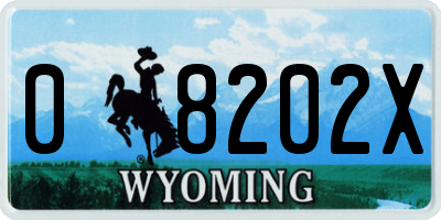 WY license plate 08202X