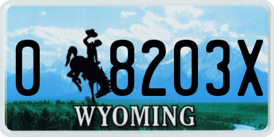 WY license plate 08203X