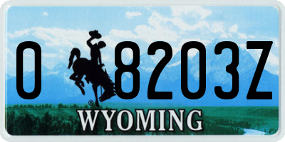WY license plate 08203Z