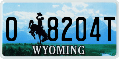 WY license plate 08204T