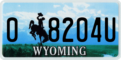 WY license plate 08204U