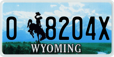 WY license plate 08204X
