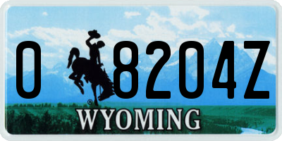 WY license plate 08204Z