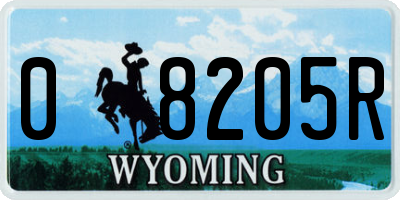 WY license plate 08205R