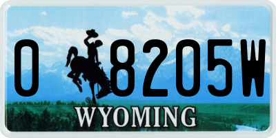 WY license plate 08205W