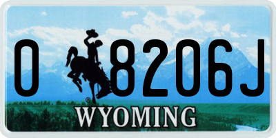 WY license plate 08206J