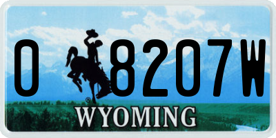 WY license plate 08207W