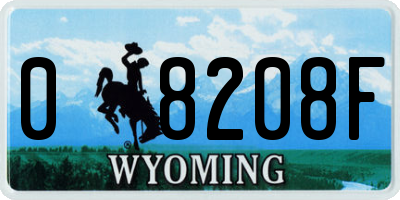 WY license plate 08208F