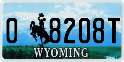 WY license plate 08208T