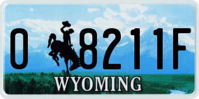 WY license plate 08211F