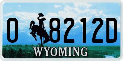 WY license plate 08212D