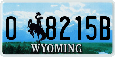 WY license plate 08215B