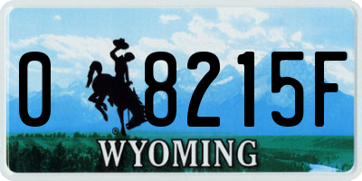 WY license plate 08215F