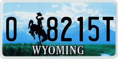 WY license plate 08215T