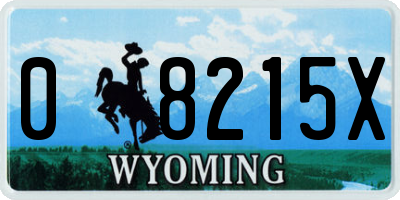 WY license plate 08215X