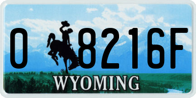 WY license plate 08216F