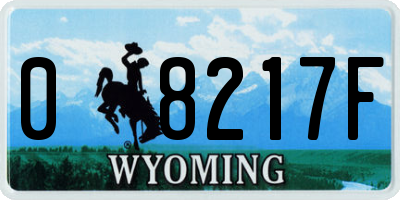 WY license plate 08217F