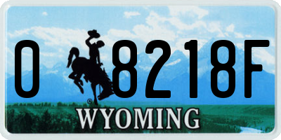 WY license plate 08218F