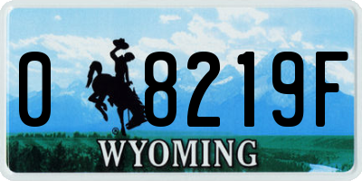WY license plate 08219F