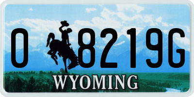 WY license plate 08219G