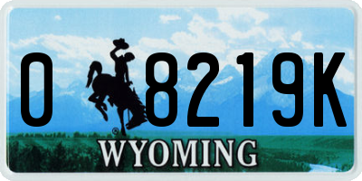 WY license plate 08219K
