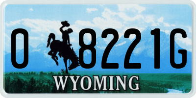 WY license plate 08221G