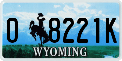 WY license plate 08221K