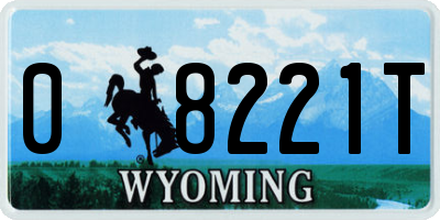 WY license plate 08221T