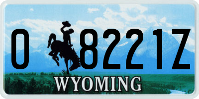WY license plate 08221Z