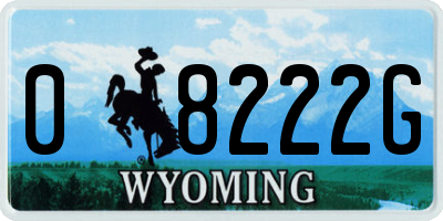WY license plate 08222G