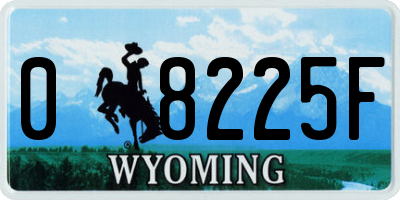 WY license plate 08225F