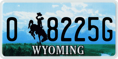 WY license plate 08225G