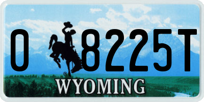WY license plate 08225T