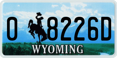 WY license plate 08226D