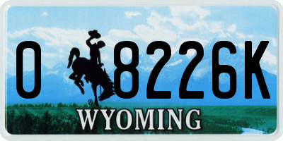 WY license plate 08226K