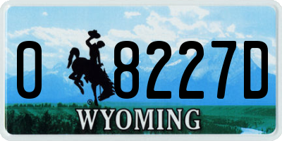 WY license plate 08227D