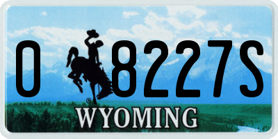 WY license plate 08227S