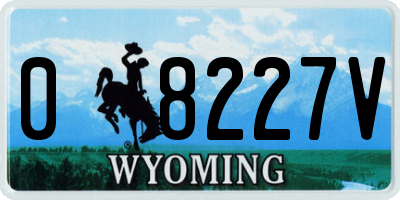 WY license plate 08227V