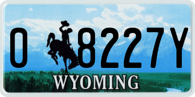 WY license plate 08227Y