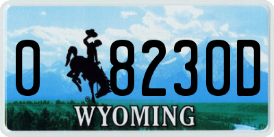 WY license plate 08230D