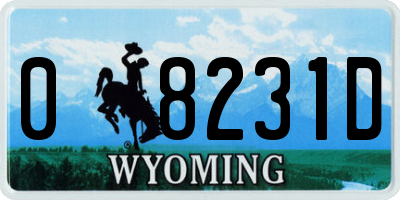 WY license plate 08231D