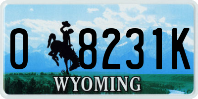 WY license plate 08231K