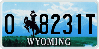 WY license plate 08231T